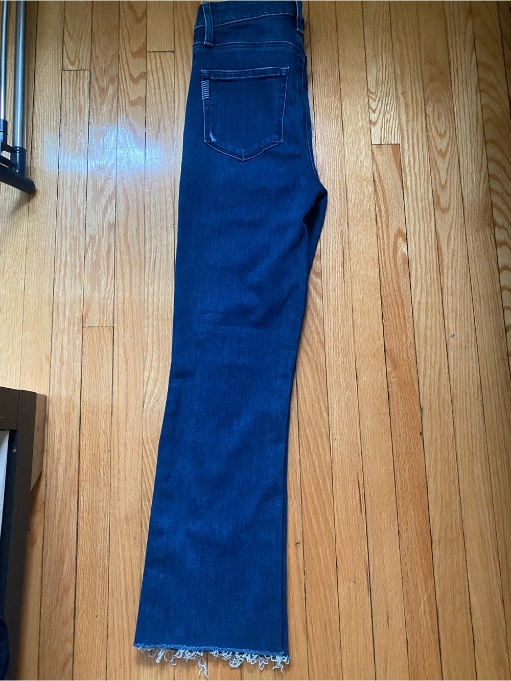 PAIGE Dark Blue Flare Jeans with Frayed Hem
